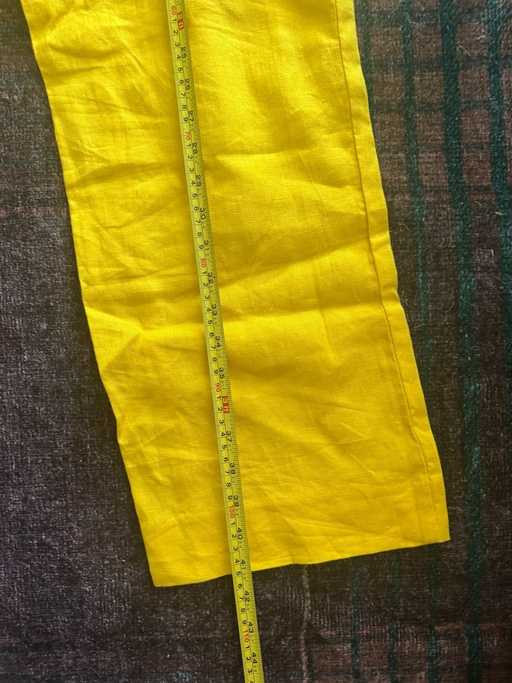 Yellow Linen Pleated Pants - Picture 7 of 9